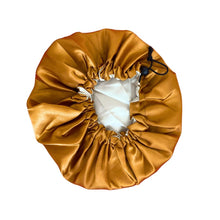 Load image into Gallery viewer, Bonnet réversible & ajustable en Satin rose et beige - POPMYCURLS BOX PARIS
