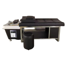 Charger l'image dans la galerie, Lit de massage en cuir + bac head spa intégré avec raccordement à l'eau - POPMYCURLS BOX PARIS